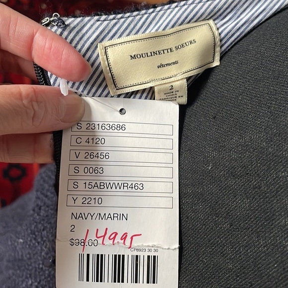 NWT Anthropologie Navy Boucle Pencil Skirt with Back Slit & Hidden Zipper Size 2 - Picture 6 of 7